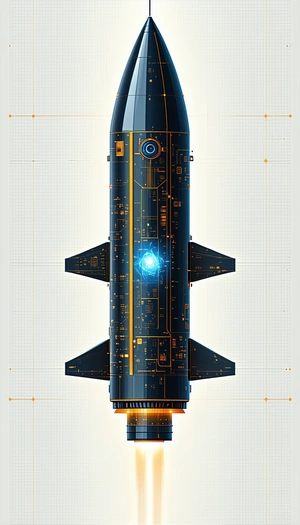 A Futuristic Rocket Ship With A Blue Light On The Front