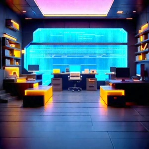 Futuristic Tech Startup Office With Futuristic Office