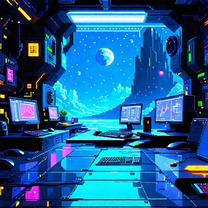 (futuristic:1.49) Tech Startup Office With Image, There