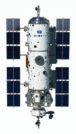 A Large White Spacecraft Is Shown In A White Background