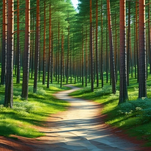 Nature Low Poly: Path through pine (forest:1.13)