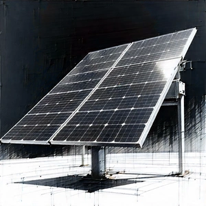 Tech Charcoal Drawing: Solar Panel With Laser Scanning With Solar Panel