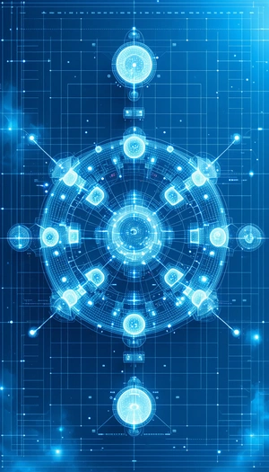 A Blue And White Image Of A Computer Circuit Board Is Displayed