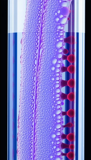 A Purple And Blue Glass Tube Filled With A Purple Liquid