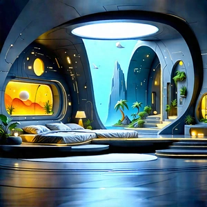 Futuristic Smart Home With Futuristic Room,
