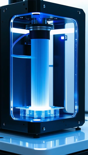 A Blue And White Machine Is Sitting On A Table