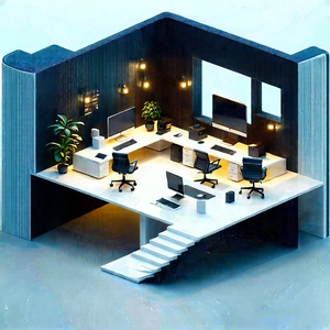 Futuristic Tech Startup Office With Large, Open
