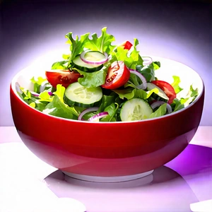 Lifestyle Acrylic Painting: Fresh Salad Prepared With Artistic Presentation With Large Bowl