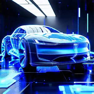 Innovative Electric Vehicle Design With Futuristic Blue