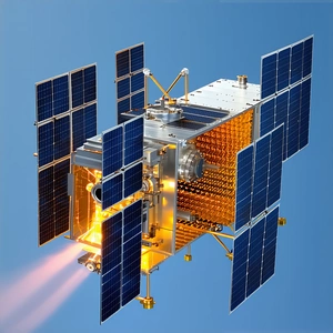 A Spacecraft With A Large Solar Panel On Its Side