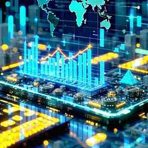 Tech Digital Illustration: Financial technology in field deployment