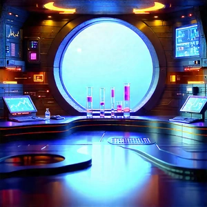 Futuristic Research Laboratory With Image, There