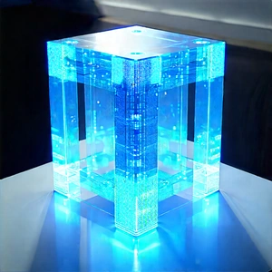 Quantum computer with blue light (glow:1.37)