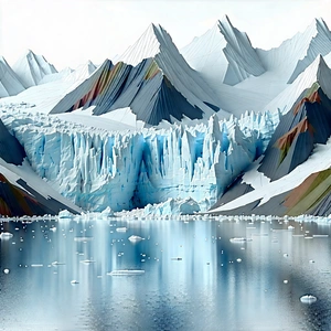 Nature Low Poly: Glacier in rainy season