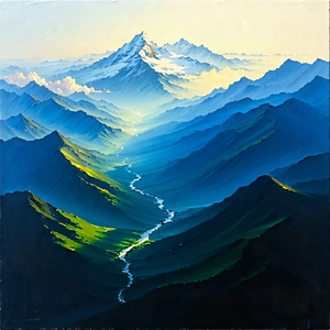Nature Acrylic Painting: Aerial view of mountain range