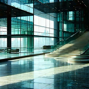 Abstract Black And White Photography: Glass Installation With Dimension With Large, Modern