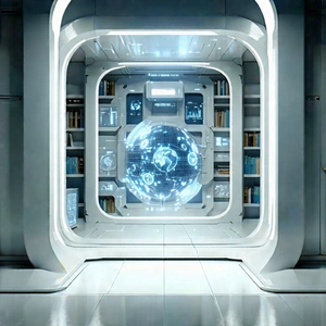 Educational Technology In Research Center With Futuristic Room