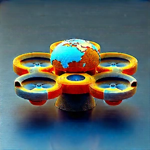Drone With Digital Artwork With Model Drone