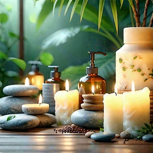 Lifestyle Graphic Design: Wellness scene with aromatherapy
