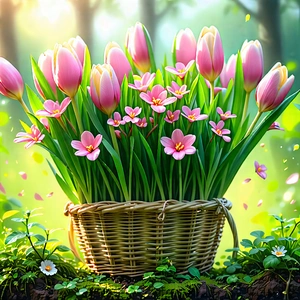 Lifestyle Digital Art: Spring Gardening During Spring With Basket Filled