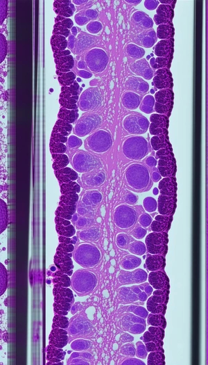 A Purple Tissue Sample, Possibly A Piece Of A Brain, Placed In A Glass Container