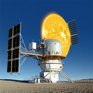 A Large, White, And Round Structure With A Solar Panel On Top