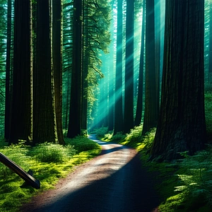 Nature Blueprint Style: Path through redwood forest