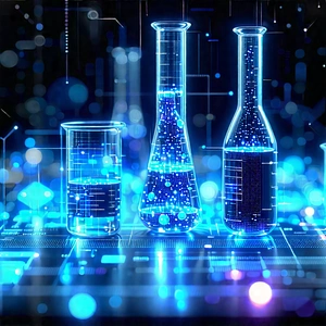 Entertainment Technology In Modern Laboratory With Three Large,