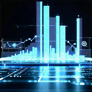 Financial Technology In Manufacturing Facility With Futuristic Cityscape