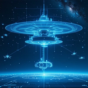 In The Image, There Is A Futuristic Space Station With A Large Dome-shaped Structure