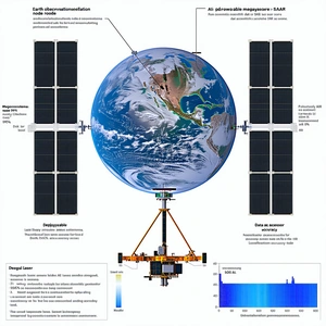 The Image Is A Diagram Of A Space Satellite, Showing Its Various Components And Functions