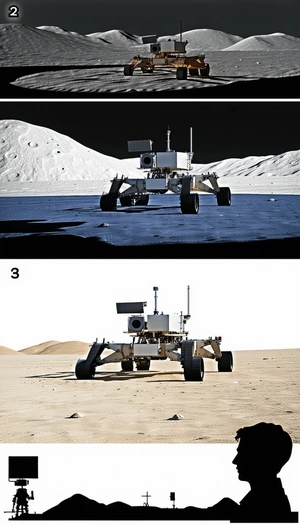 A White Rover Vehicle On A Sandy Surface, Possibly A Desert