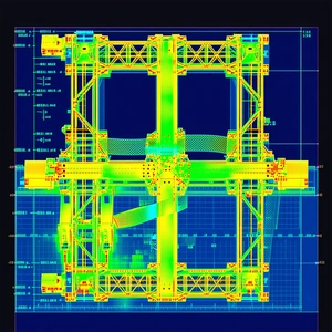 The Image Is A Blueprint Of A Large Structure, Possibly A Bridge Or A Building