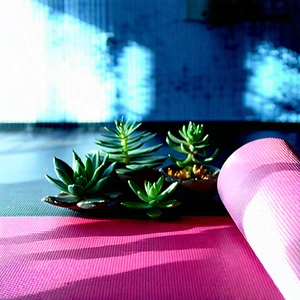 Lifestyle Infographic Style: Wellness Scene With Yoga Mat And Plants With Image, There