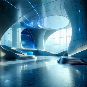 Tech Commercial Photography: (futuristic:1.39) innovation hub