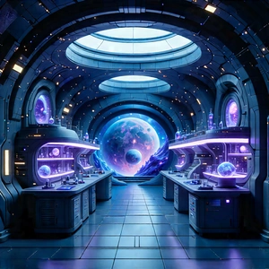 (futuristic:1.32) Research Laboratory With Image, There