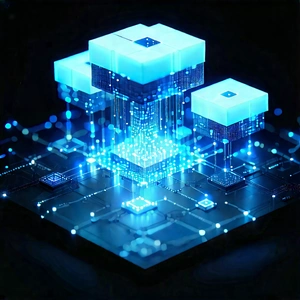 Blockchain Network Visualization With Blue White