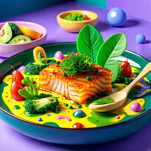Lifestyle Flat Design: Plant-based dish prepared with vibrant colors