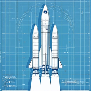 A Blueprint Of A Rocket Is Shown, With The Rocket Being The Main Focus