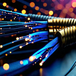 Close-up Of Fiber Optic Cables With Image, There