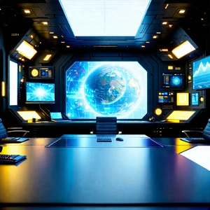 Tech Concept Art: Futuristic Tech Startup Office With Futuristic Setting,