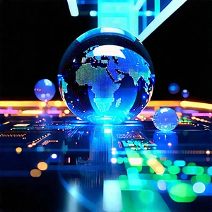 Artificial Intelligence Visualization With Large, Blue,