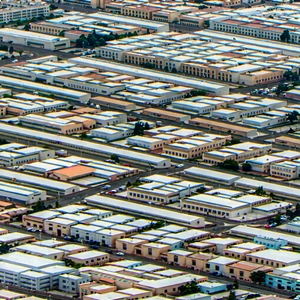 Urban Editorial Photography: Aerial view of urban renewal area