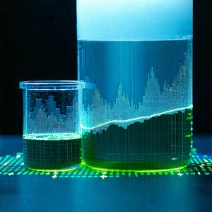 Tech Landscape Photography: Financial Technology In (modern:1.22) Laboratory With Large Green