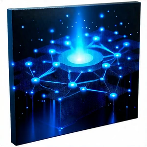 Tech Acrylic Painting: Blockchain network visualization