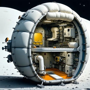 A Large, White, Round Spacecraft With A Hollow Interior