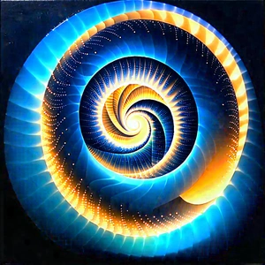 Abstract Acrylic Painting: Spirals With Luminous Edges With Spiral-shaped Object,