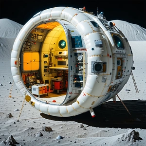 A Large White Dome-shaped Structure, Which Appears To Be A Space Station Or A Spacecraft