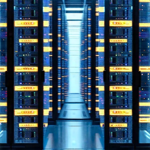Server Rack With (digital:1.22) Particles With Large Room