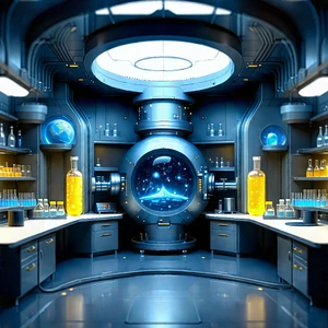 Futuristic Research Laboratory With Image, There